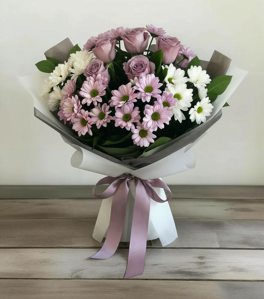 Букет цветов из: Хризантемы и Розы в Мостовик