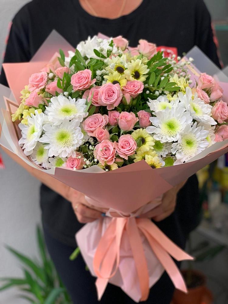 Букет цветов из: Розы и Хризантемы в Мостовик