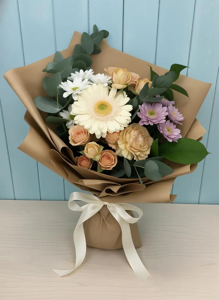 Букет цветов из: Герберы и Хризантемы в Мостовик