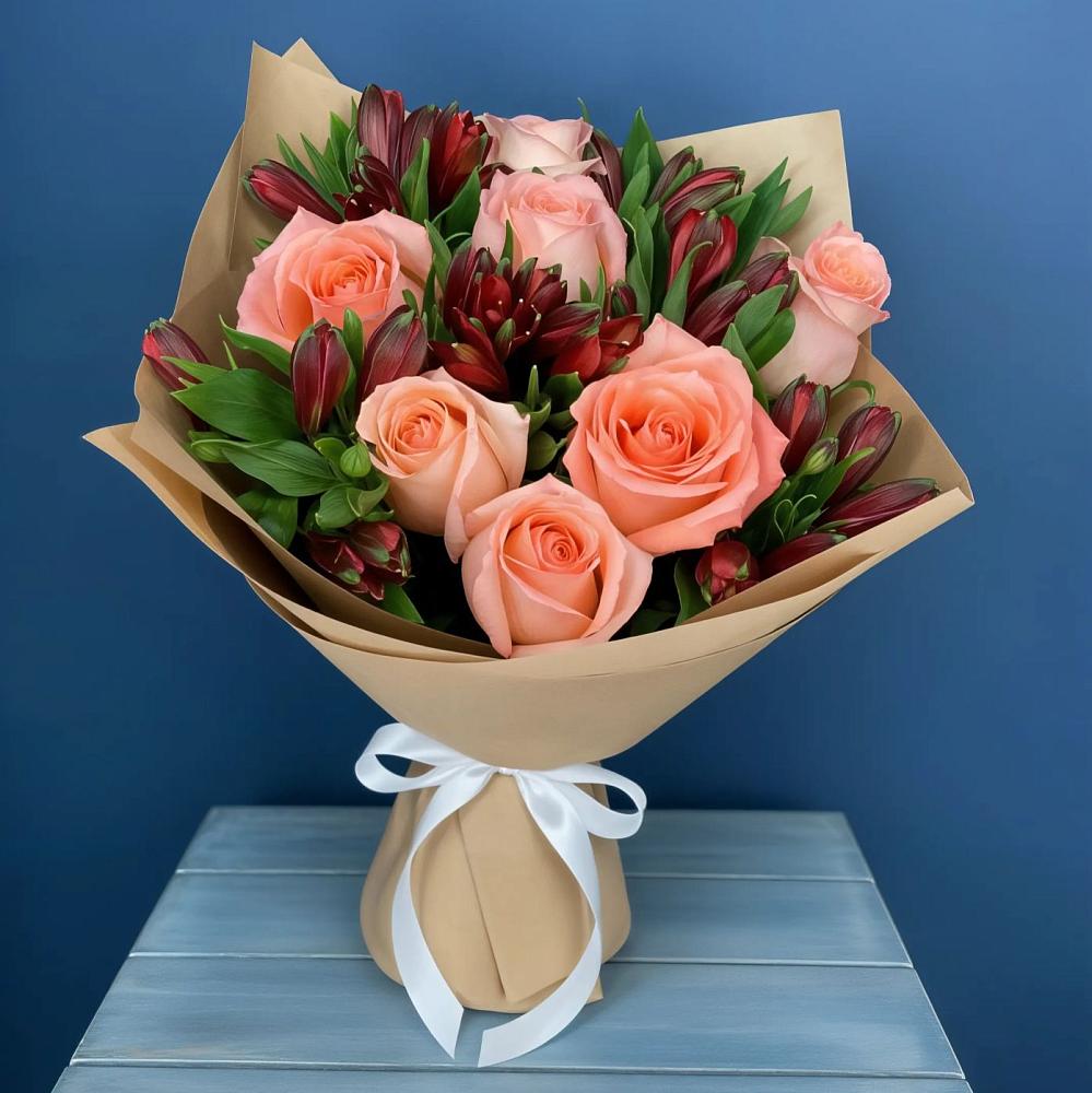 Букет цветов из: Розы и Альстромерии в Мостовик