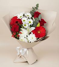 Букет цветов из:  Розы, Хризантемы, Герберы и Лилии в Мостовик