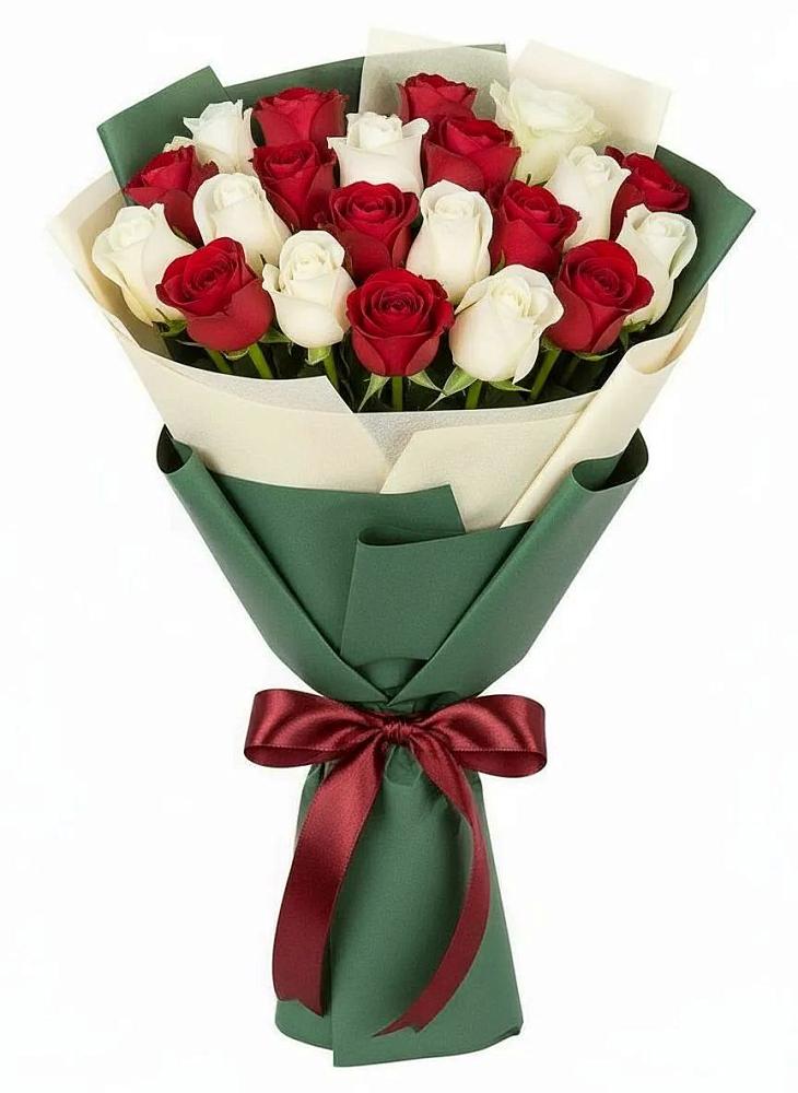 Букет Микс из красных и белых роз в Мостовик