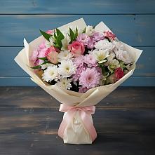 Букет цветов из:  Хризантемы, Альстромерии и Розы в Мостовик