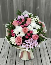 Букет цветов из:  Альстромерии, Гвоздики, Розы и Хризантемы в Мостовик