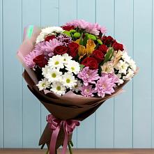 Букет цветов из:  Розы, Хризантемы и Альстромерии в Мостовик